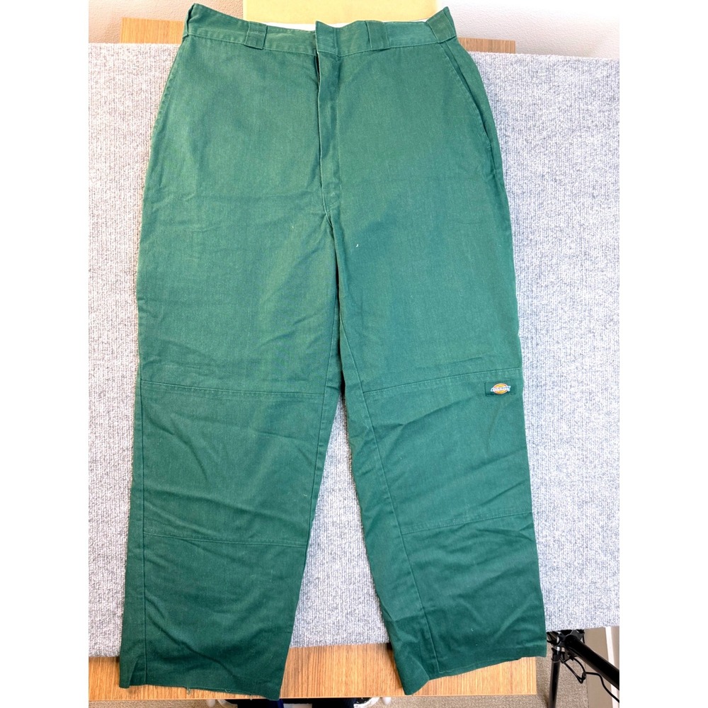 Dickies Mens 36x34 Green Double Knee Workwear Pants Tactical Heavyweight Faded